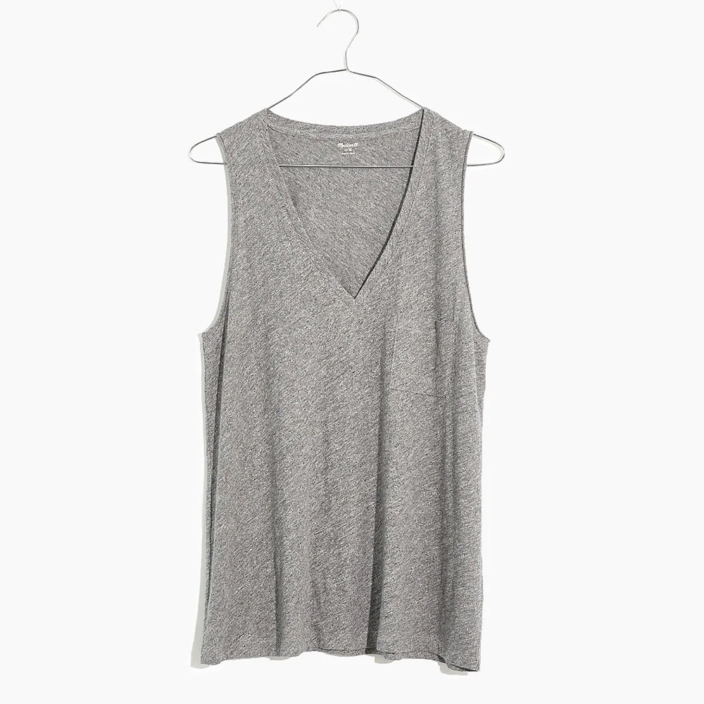 Whisper Cotton V-Neck Pocket Tank Size Small